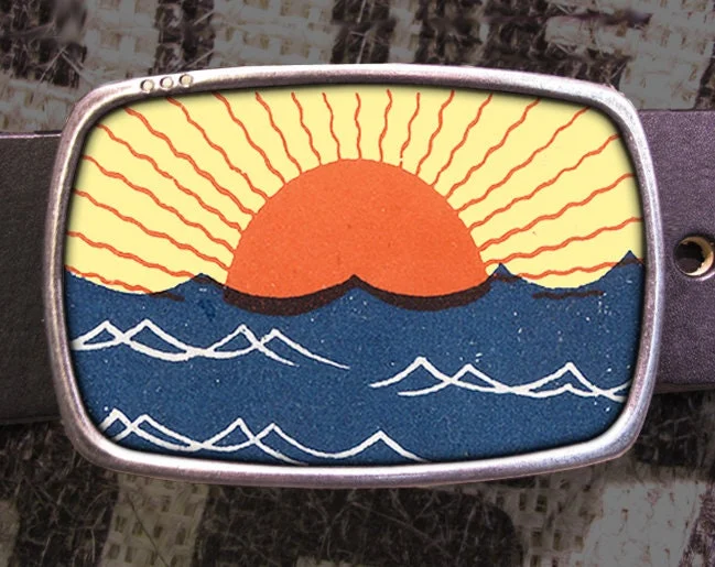 Sunset Block Print Belt Buckle