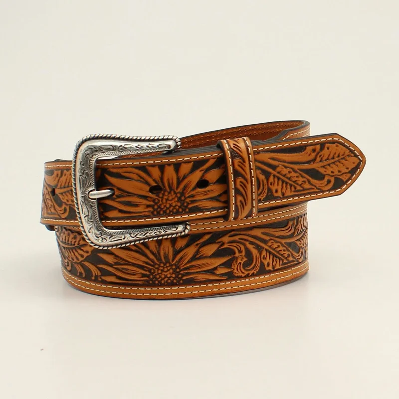 The Nocona Sunflower Tooled Mens Belt