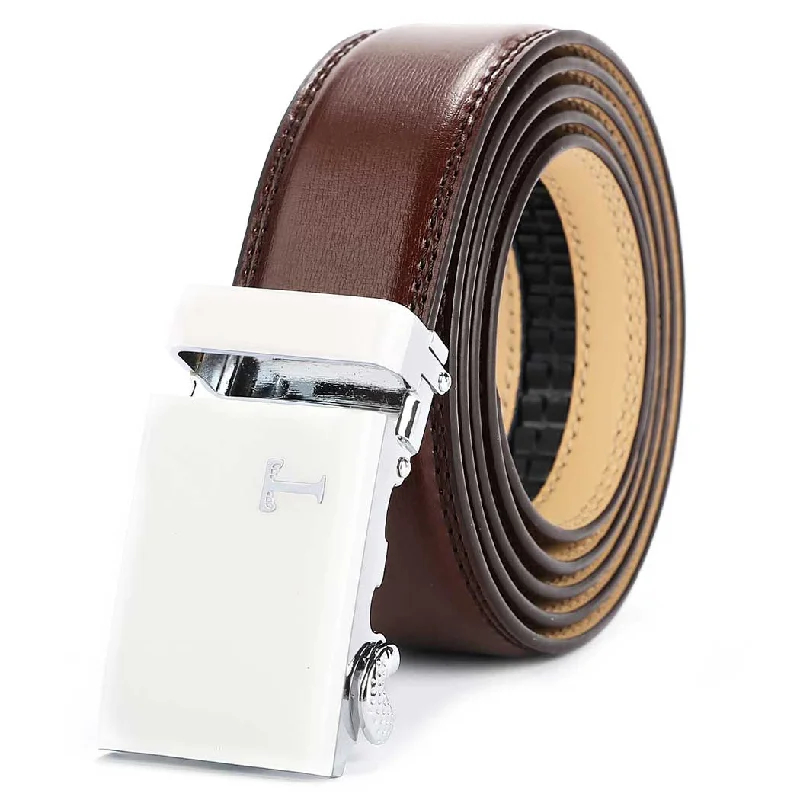 Brown Belt with White Buckle