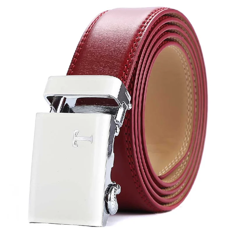 Red Belt with White Buckle