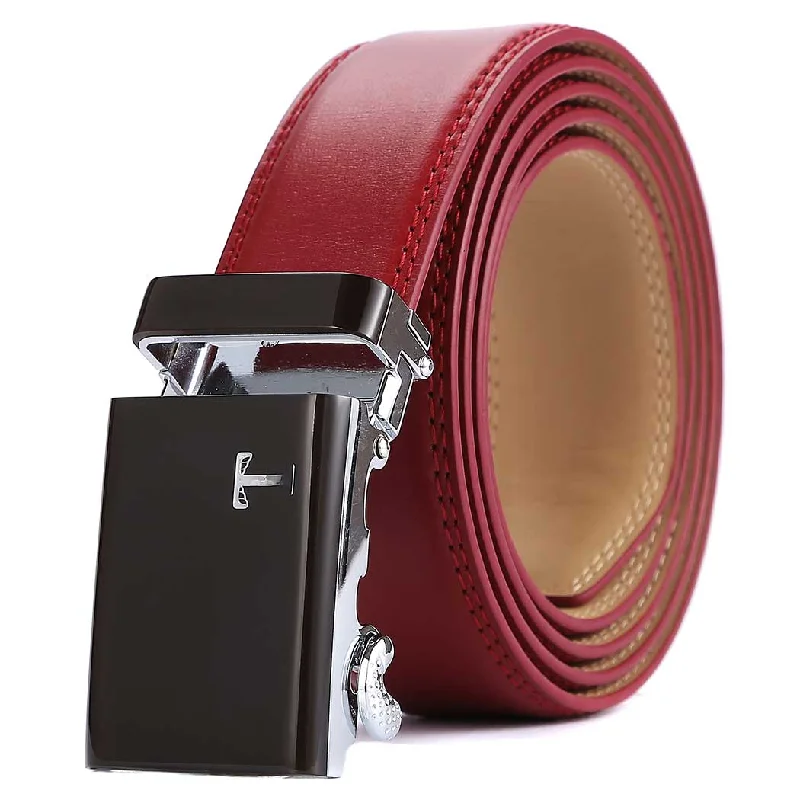 Red Belt with Brown Buckle