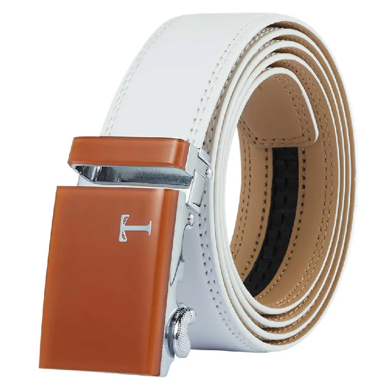 White Belt with Light Brown Buckle