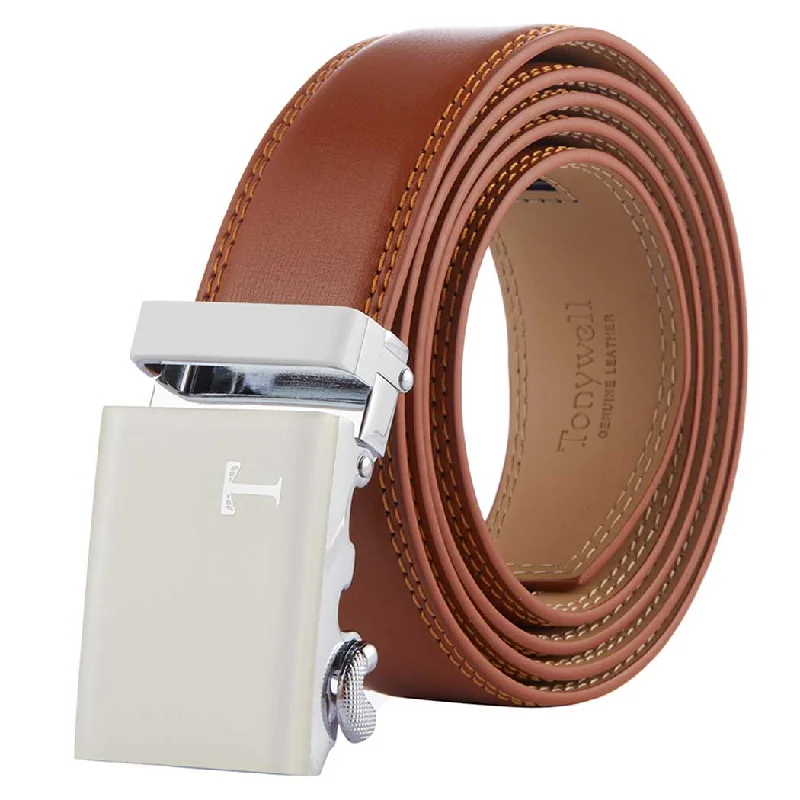 Light Brown Belt with White Buckle