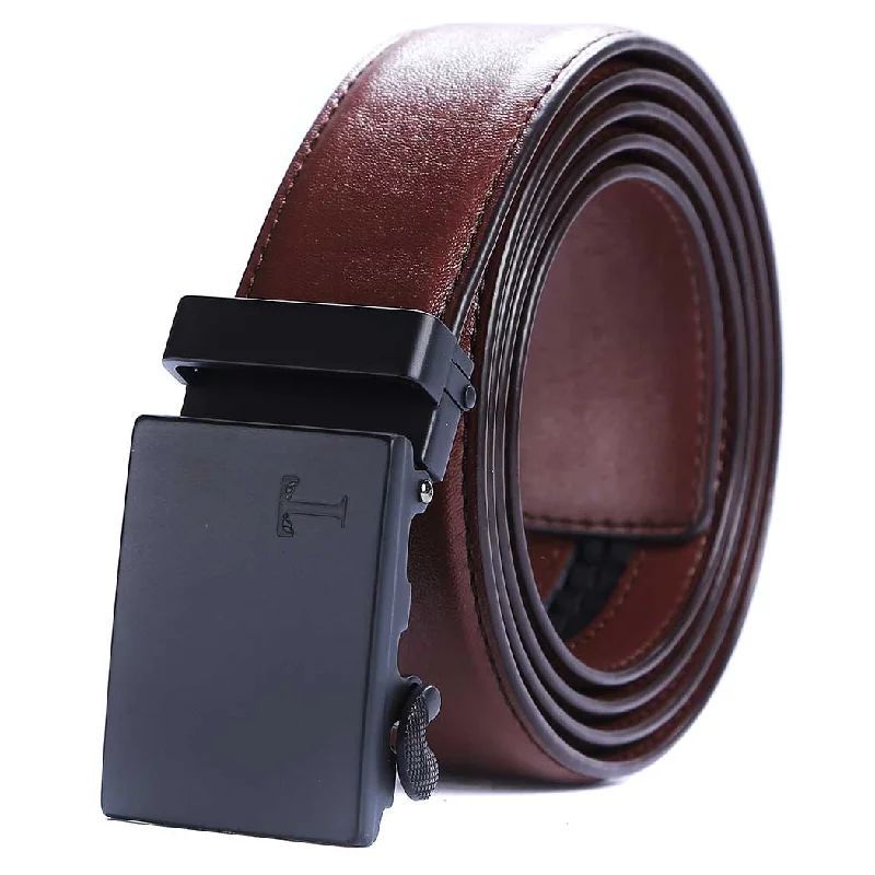 brown belt with black buckle