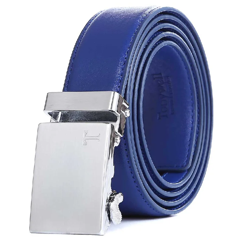 blue belt with silver buckle