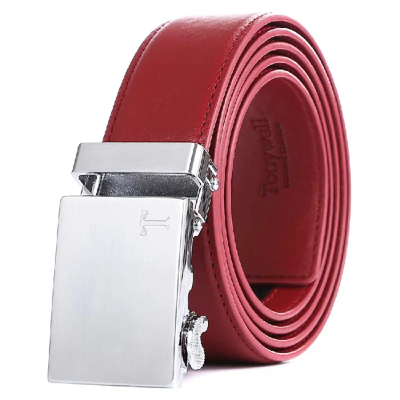 red belt with silver buckle