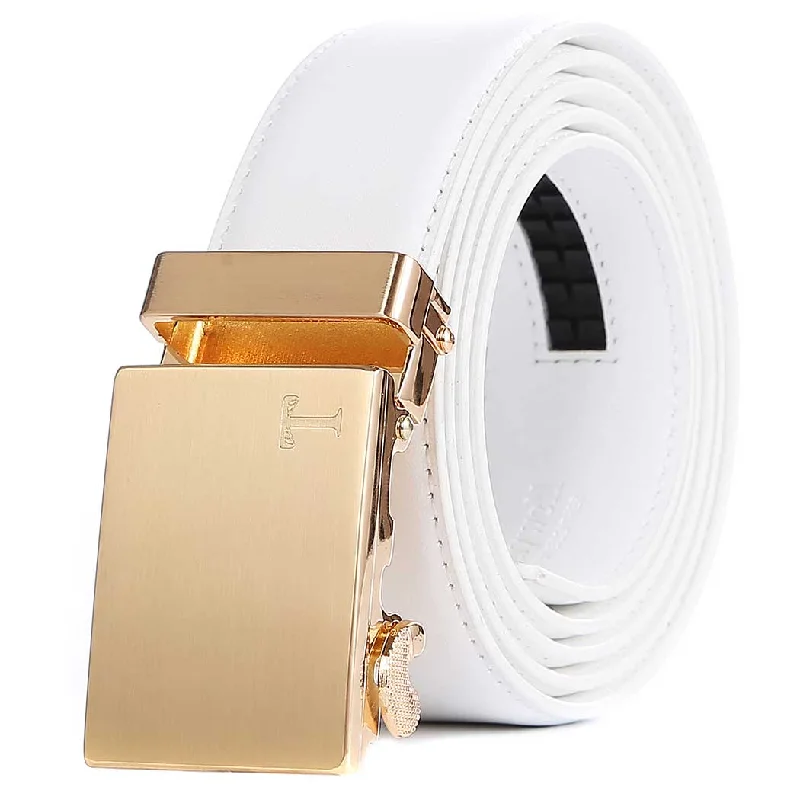 white belt with gold buckle