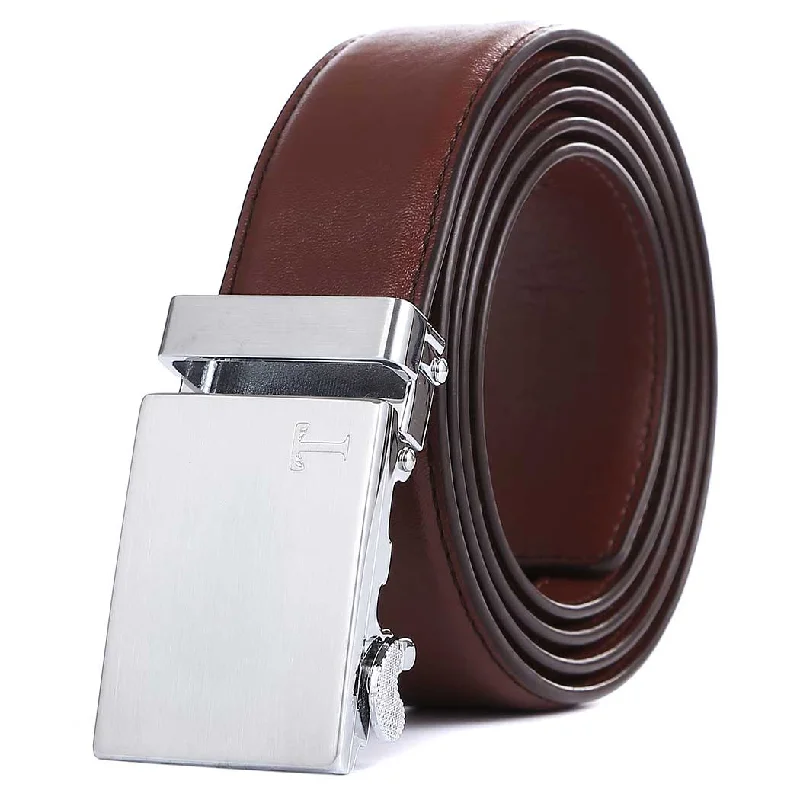 brown belt with silver buckle