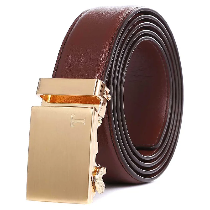 brown belt with gold buckle