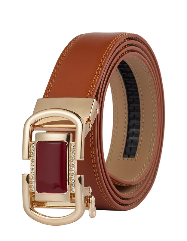 Light Brown belt red gem gold buckle