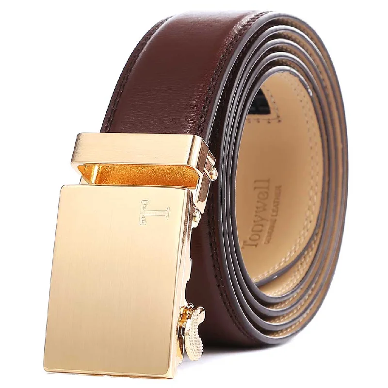 Gold Metal Buckle & Brown Leather