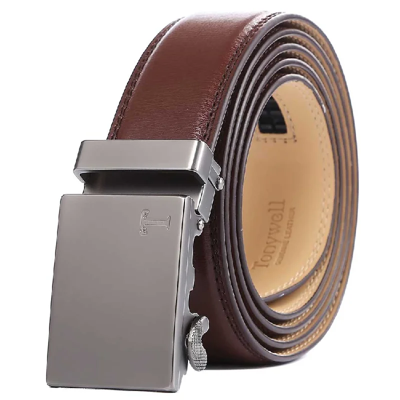 Gun Metal Buckle & Brown Leather