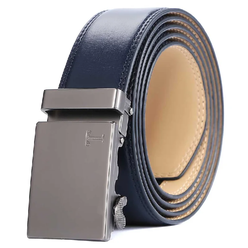 Gun Metal Buckle & Dark Blue Leather