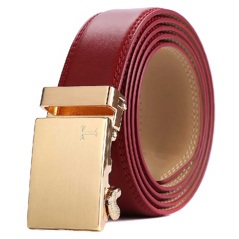 Gold Metal Buckle & Red Leather