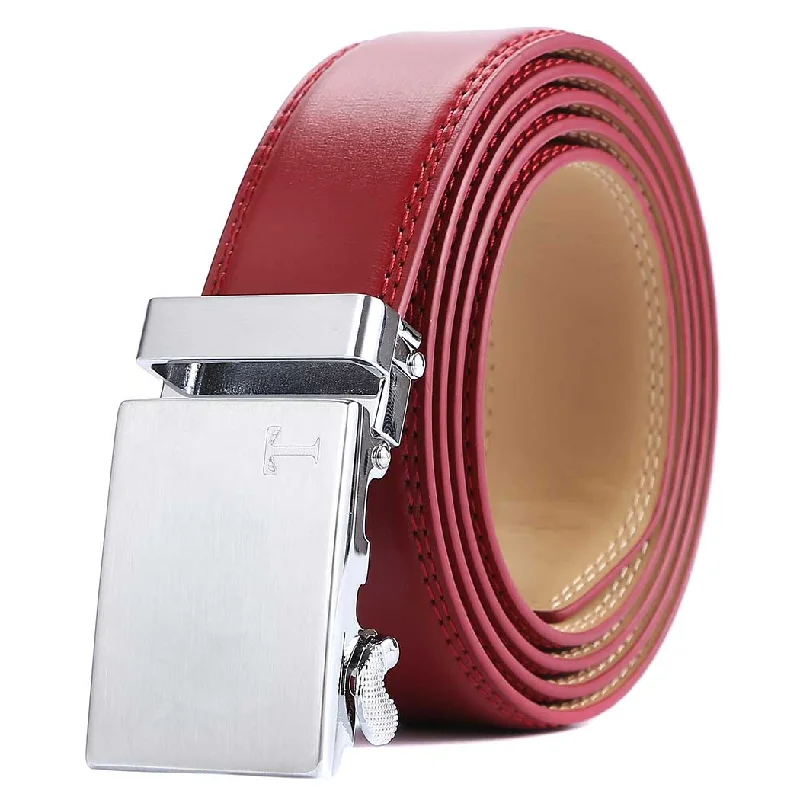 Silver Metal Buckle & Red Leather