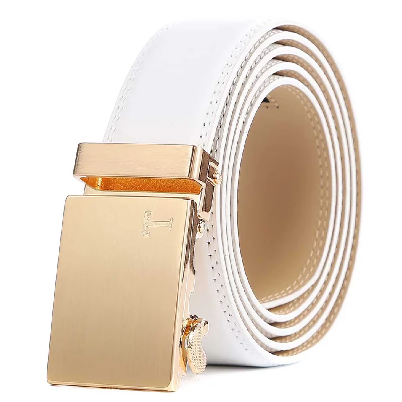 Gold Metal Buckle & White Leather