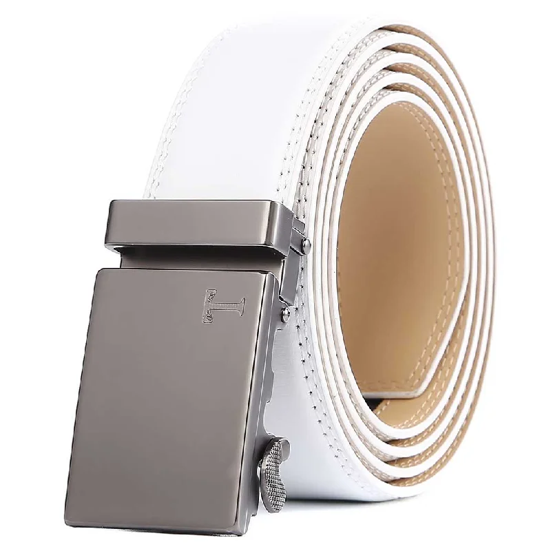 Gun Metal Buckle & White Leather