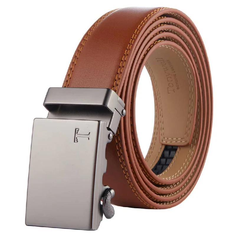 Gun Metal Buckle Light Brown Leather