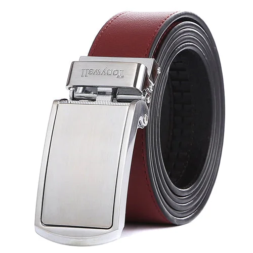 wine red belt with silver buckle