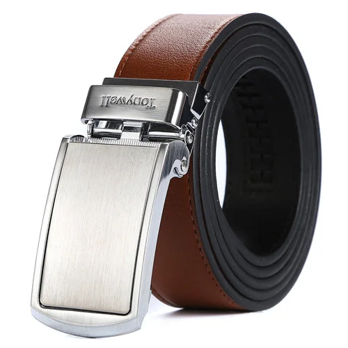 tan belt with silver buckle