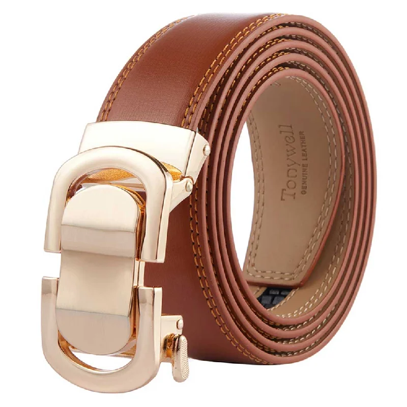 Light brown belt gold buckle