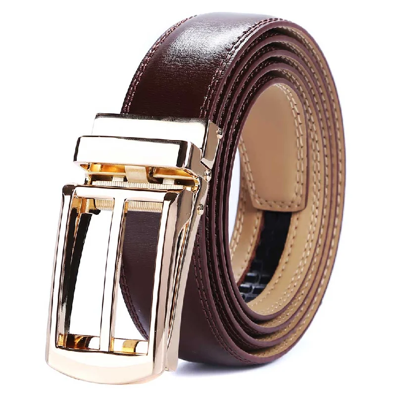 brown belt with gold buckle