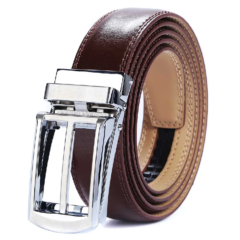 brown belt with silver buckle