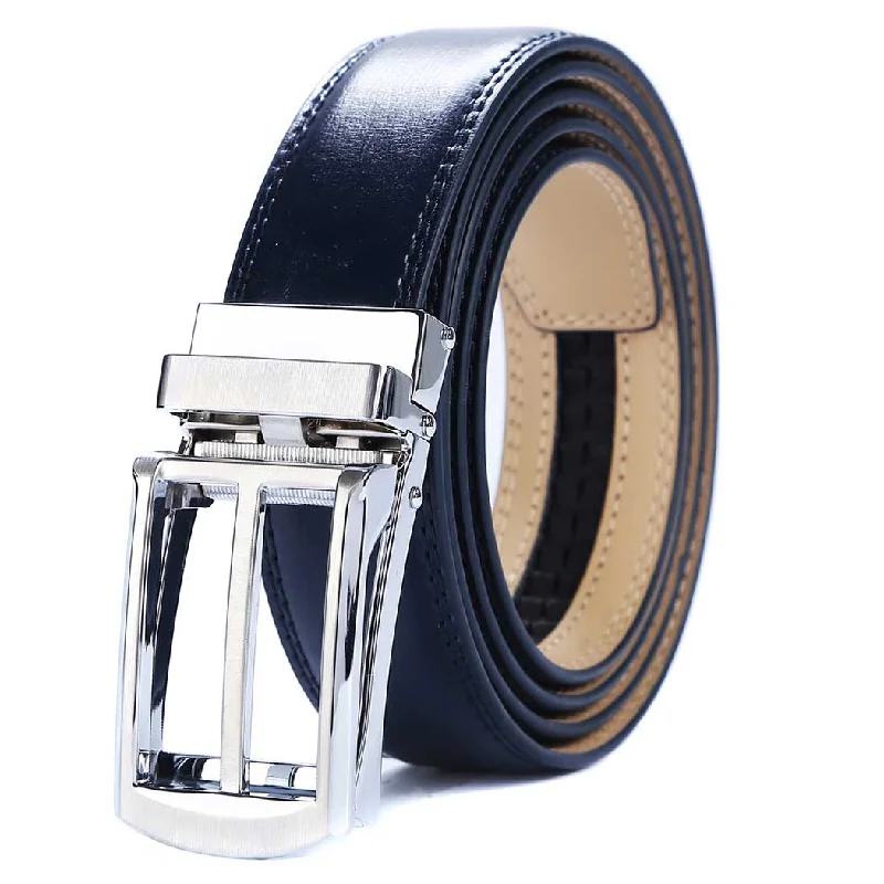 dark blue belt with silver buckle