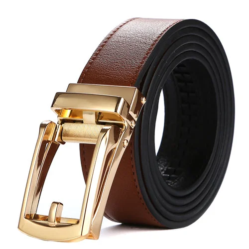 tan belt with gold buckle