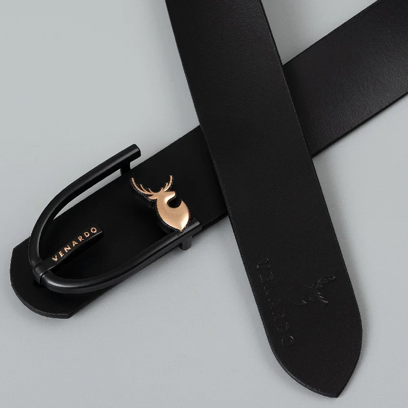 VENARDO VOKLY MEN'S BLACK LEATHER BELT FOR MEN