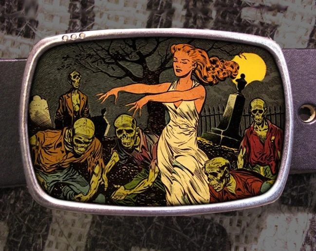 Vintage Sleepwalking Zombie Moon Belt Buckle