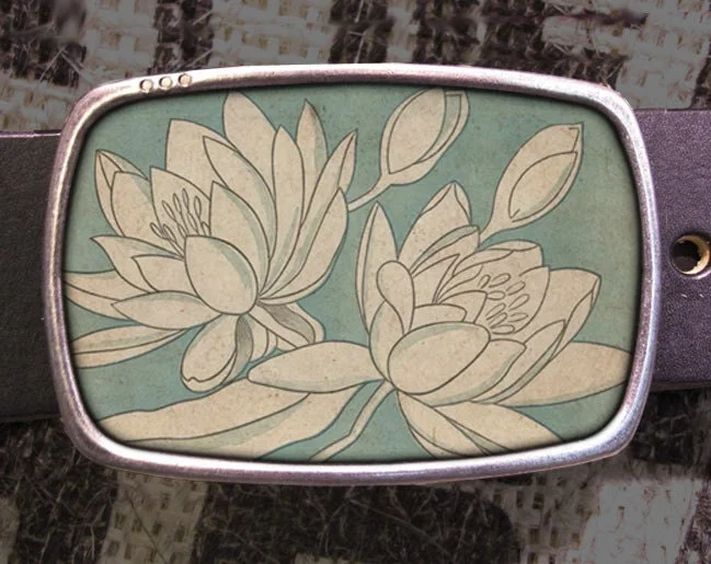 White Flowers Belt Buckle Nature Belt Buckle