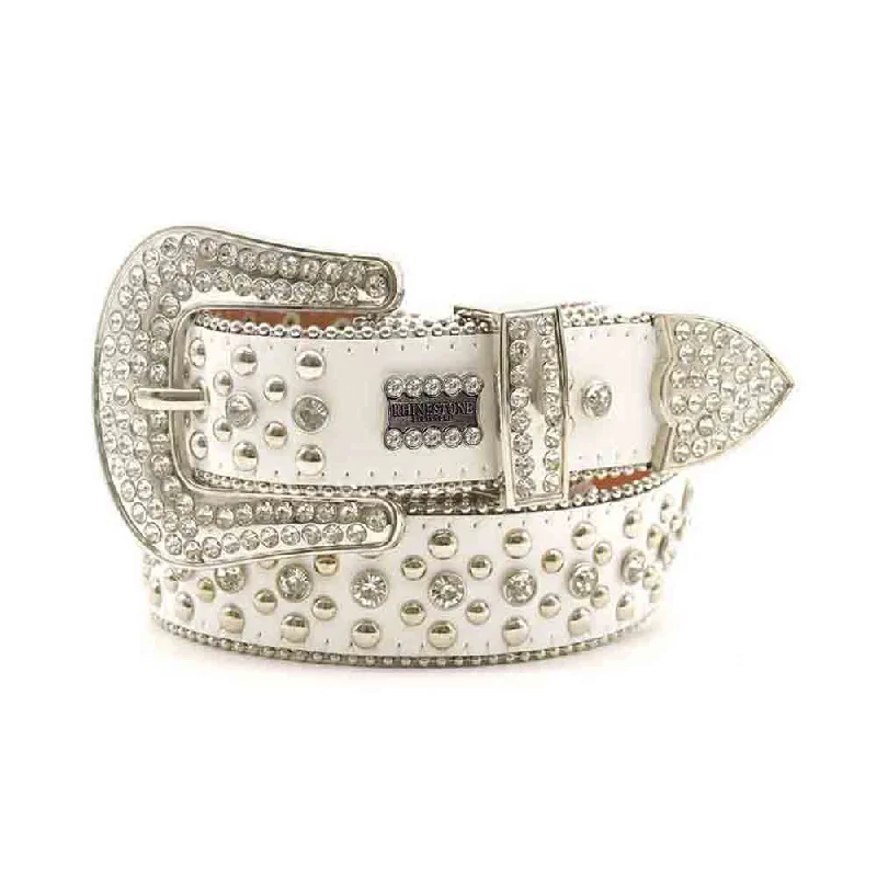 White Strap With Crystal Studded Rhinestone Belt