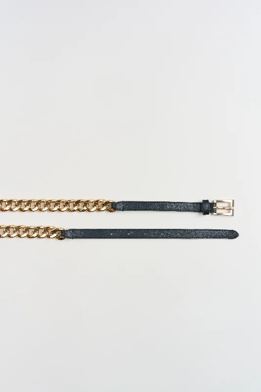 Gold Chain Belt - Black